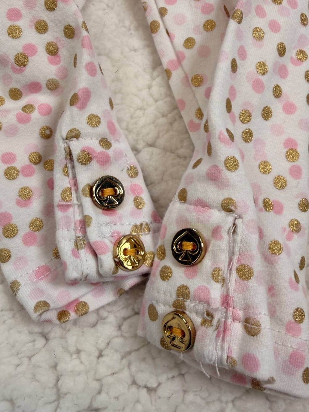 Baby Girl Pink & Gold Metallic Polka Dot Cotton Leggings 6M - Picture 3 of 4